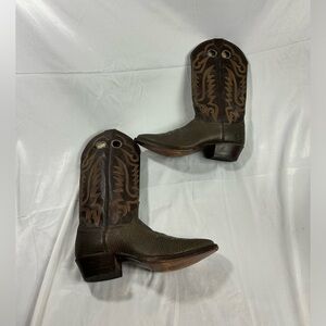Justin Boots 1475 Western Boots Water Buffalo Leather Women 10B USA MADE Vintage